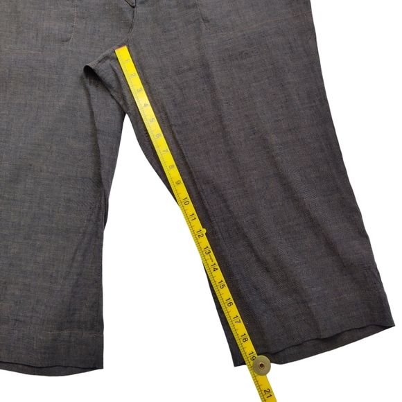 Coldwater Creek Size 12 Petite Linen Cotton Belted Crop Pants Brown Lagenlook‎ - Picture 7 of 9